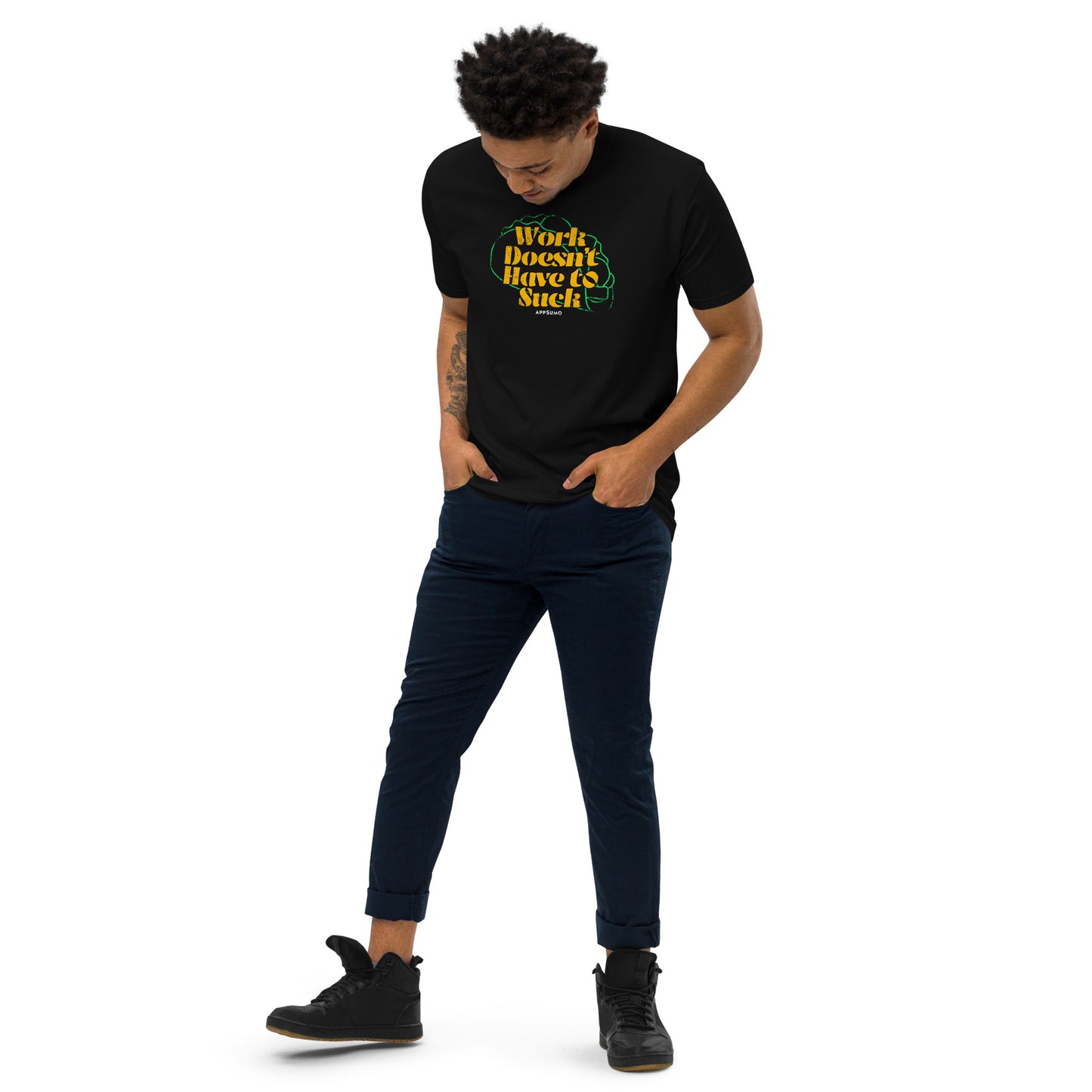 Work Doesn't Have to Suck - Premium heavyweight tee