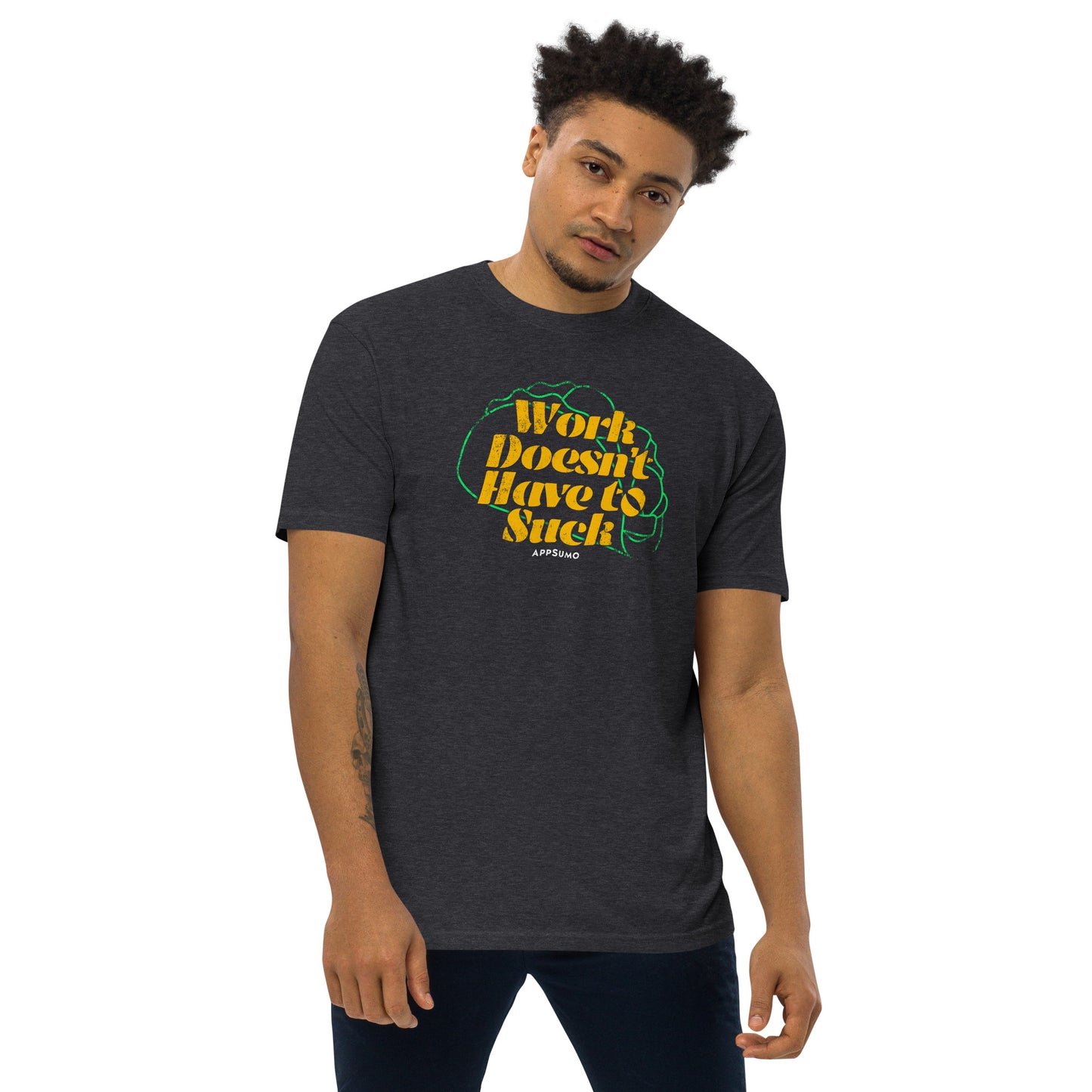 Work Doesn't Have to Suck - Premium heavyweight tee
