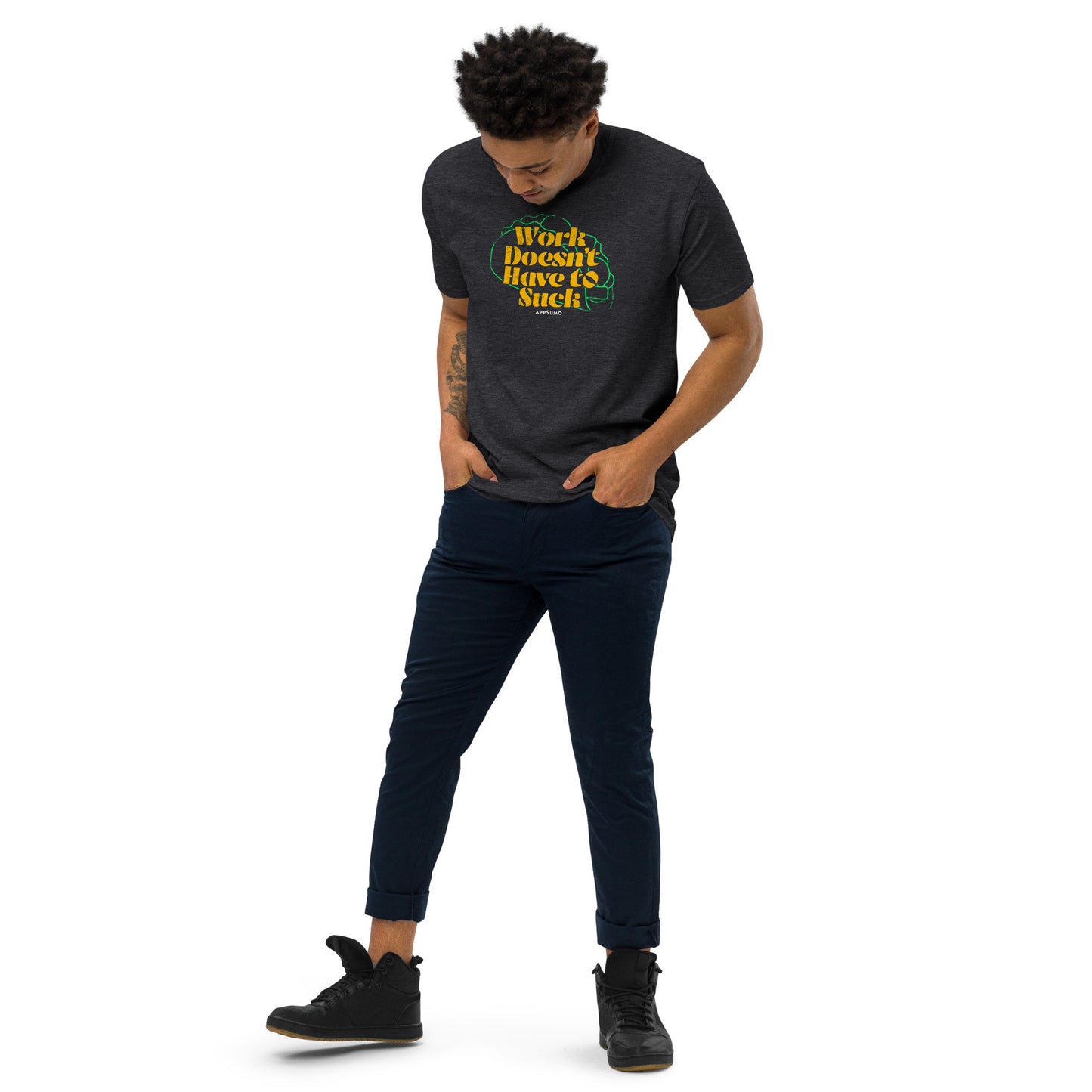 Work Doesn't Have to Suck - Premium heavyweight tee