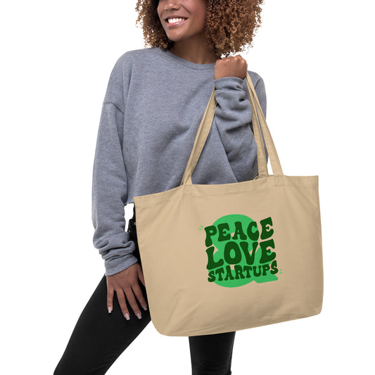 Peace, Love & Startups - Large organic tote bag